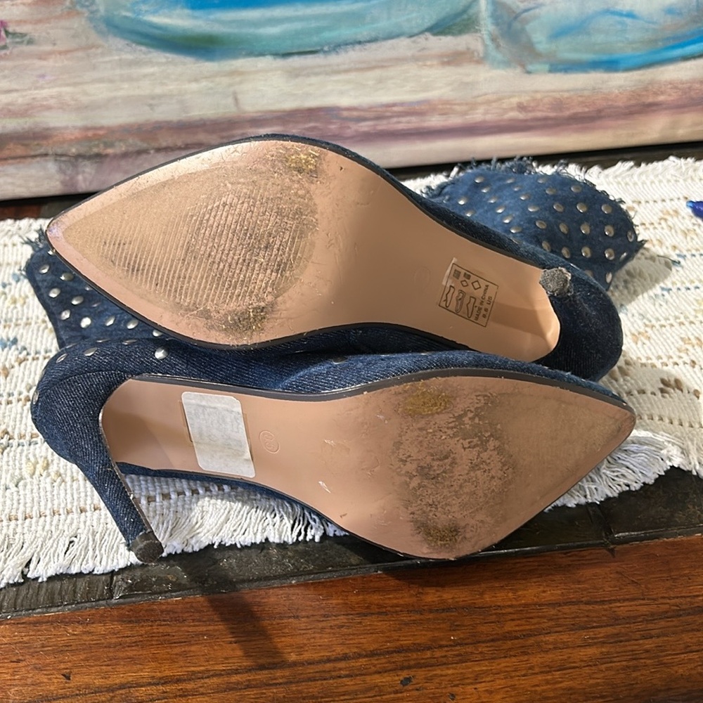 Denim half calf 4 inch heels, blue size 8 1/2 - Picture 6 of 6